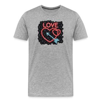 LOVE - Männer Premium Bio T-Shirt - Grau meliert - Vorne - Damien (186cm)