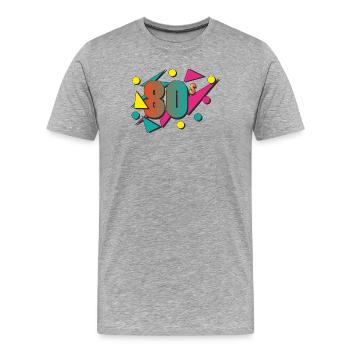 Les années 80 - T-shirt bio Premium Homme - gris chiné - Devant - Damien (186cm)
