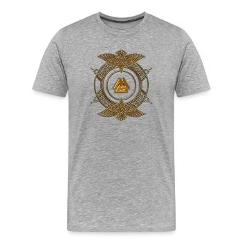 Eleganter keltischer Knoten in goldenen Farben. - Männer Premium Bio T-Shirt - Grau meliert - Vorne - Damien (186cm)