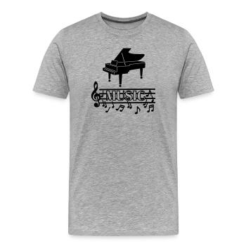 Piano music logo - Men's Premium Organic T-Shirt - heather grey - Front - Damien (186cm)