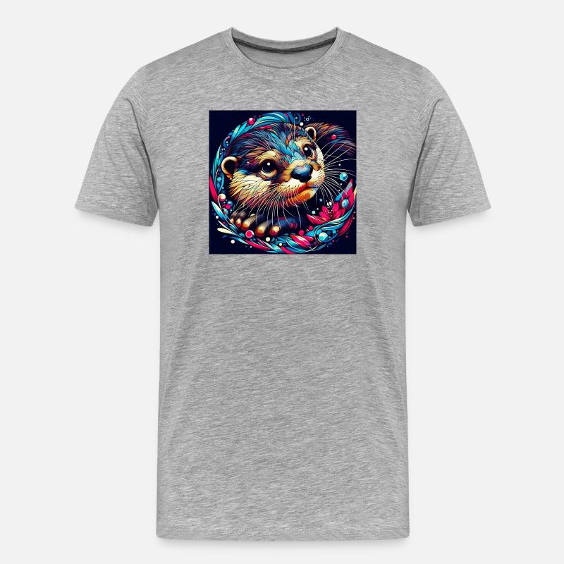 Otter - Männer Premium Bio T-Shirt - Grau meliert