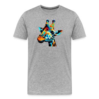 Girafe Pop Art - T-shirt bio Premium Homme - gris chiné - Devant - Damien (186cm)
