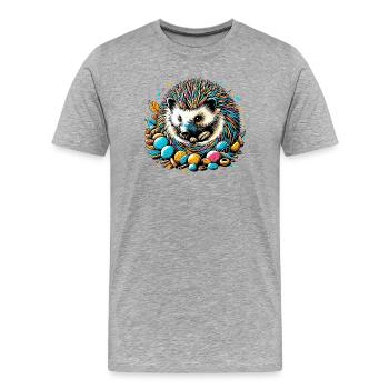 Hedgehog - Men's Premium Organic T-Shirt - heather grey - Front - Damien (186cm)