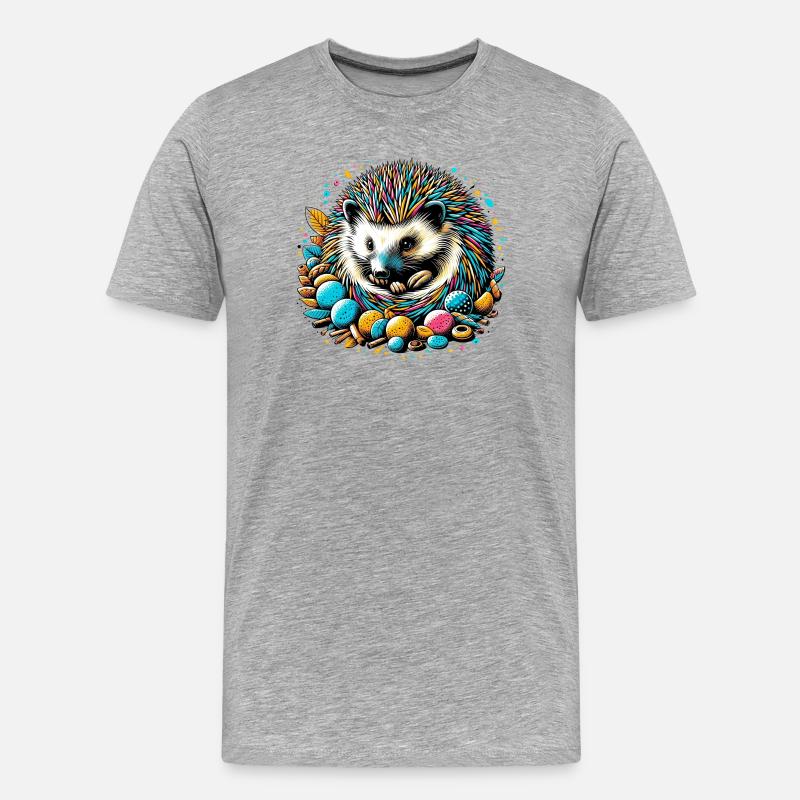 Igel - Männer Premium Bio T-Shirt - Grau meliert