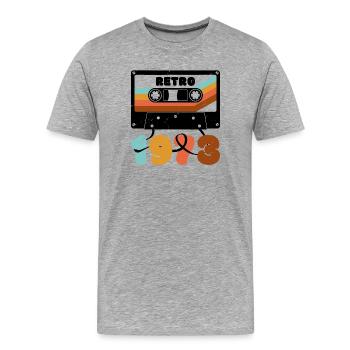 1973 Retro Musikkassette - Männer Premium Bio T-Shirt - Grau meliert - Vorne - Damien (186cm)