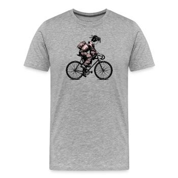 Japanische Geisha auf Rennrad - Männer Premium Bio T-Shirt - Grau meliert - Vorne - Damien (186cm)