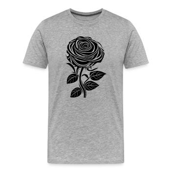 Romantische Rose in schwarz - Männer Premium Bio T-Shirt - Grau meliert - Vorne - Damien (186cm)