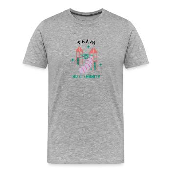 Humanité | Équipe Hu(iii)manity - T-shirt bio Premium Homme - gris chiné - Devant - Damien (186cm)