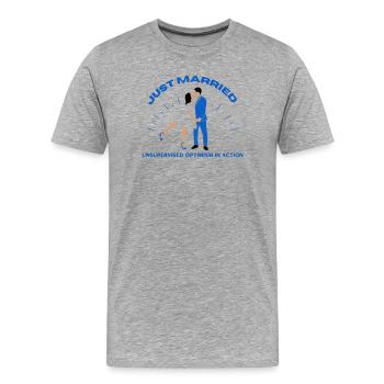 just married | Wedding - Men's Premium Organic T-Shirt - heather grey - Front - Damien (186cm)