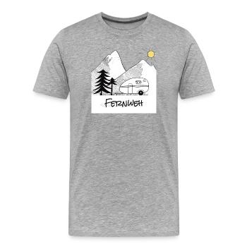 Wanderlust - avec la caravane dans les montagnes - T-shirt bio Premium Homme - gris chiné - Devant - Damien (186cm)