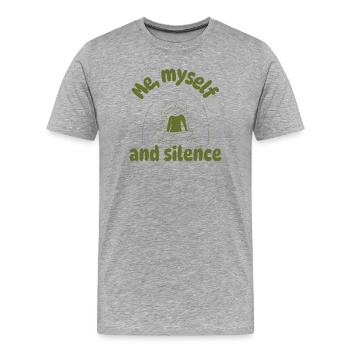 Me, myself and silence - Männer Premium Bio T-Shirt - Grau meliert - Vorne - Damien (186cm)