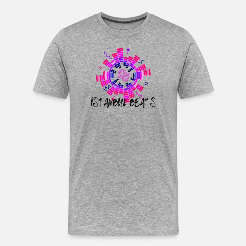 Disco Neon DJ Kreisdesign - Männer Premium Bio T-Shirt - Grau meliert