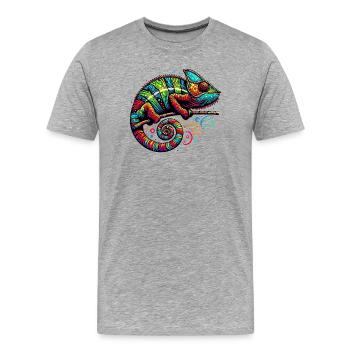 Caméléon - T-shirt bio Premium Homme - gris chiné - Devant - Damien (186cm)