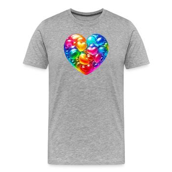 Colorful Heart - Men's Premium Organic T-Shirt - heather grey - Front - Damien (186cm)