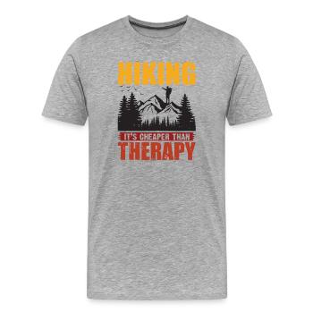 La randonnée coûte moins cher que la thérapie - T-shirt bio Premium Homme - gris chiné - Devant - Damien (186cm)
