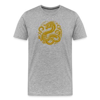 Tatouage de dragon chinois - T-shirt bio Premium Homme - gris chiné - Devant - Damien (186cm)