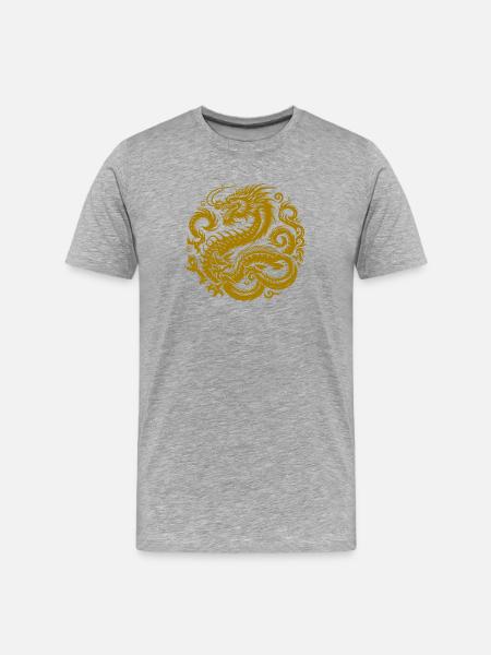 Chinesisches Drachen-Tattoo - Männer Premium Bio T-Shirt - Grau meliert