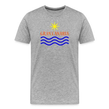 GRAN CANARIA Sonne Wasser - Männer Premium Bio T-Shirt - Grau meliert - Vorne - Damien (186cm)