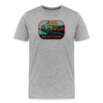 Köln, Die Kranhäuser im Rheinauer Hafen - Männer Premium Bio T-Shirt - Grau meliert - Vorne - Damien (186cm)