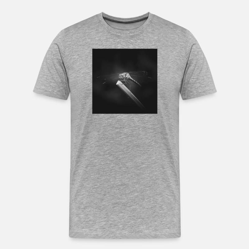 Libellule insecte gros plan affiche - T-shirt bio Premium Homme - gris chiné