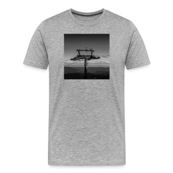 Cable car pillar Feldberg Black Forest Poster Berg - Men's Premium Organic T-Shirt - heather grey - Front - Damien (186cm)