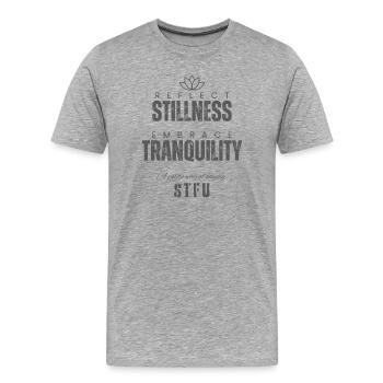 Reflect Stillness Embrace Tranquility - Men's Premium Organic T-Shirt - heather grey - Front - Damien (186cm)