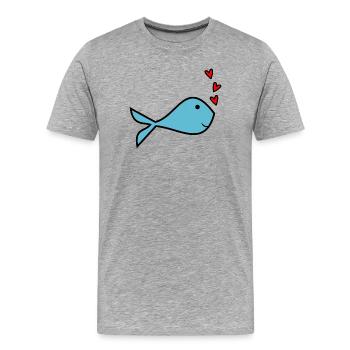 HERZ. HERZ. VALENTINSTAG. LIEBE. LIEBE. PAAR. - Männer Premium Bio T-Shirt - Grau meliert - Vorne - Damien (186cm)