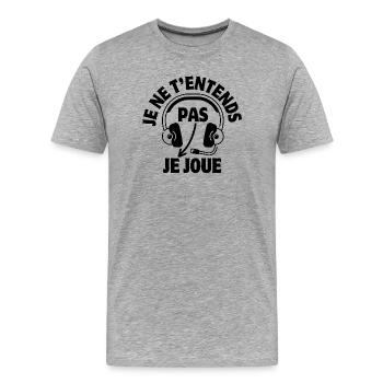 jeux vidéo, console de jeux, gamer, geek - T-shirt bio Premium Homme - gris chiné - Devant - Damien (186cm)