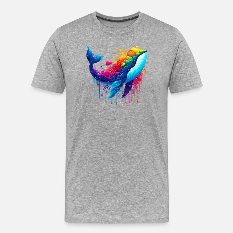 Wal - Männer Premium Bio T-Shirt - Grau meliert