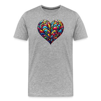 Colorful Heart - Men's Premium Organic T-Shirt - heather grey - Front - Damien (186cm)