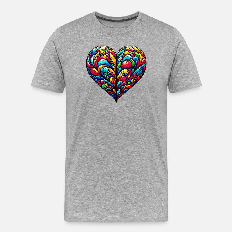 Buntes Herz - Männer Premium Bio T-Shirt - Grau meliert