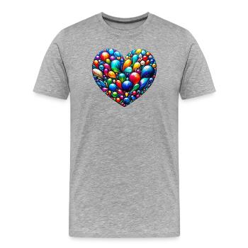 Colorful Heart - Men's Premium Organic T-Shirt - heather grey - Front - Damien (186cm)