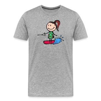Surf, wakeboard, kitesurf, sports nautiques, ski nautique - T-shirt bio Premium Homme - gris chiné - Devant - Damien (186cm)