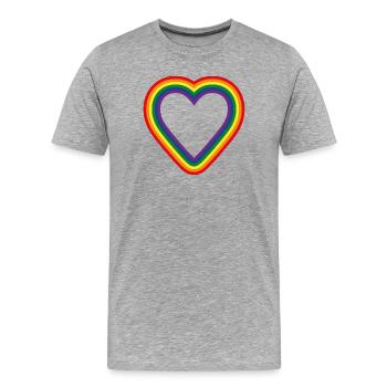 Herz Regenbogen Symbol LGTBQ+ Community - Männer Premium Bio T-Shirt - Grau meliert - Vorne - Damien (186cm)