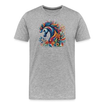 Pferd - Männer Premium Bio T-Shirt - Grau meliert - Vorne - Damien (186cm)