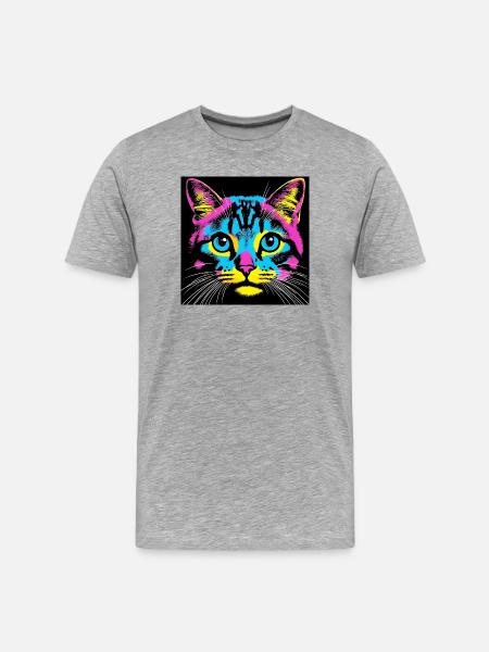 Cat Pop Art - Men's Premium Organic T-Shirt - heather grey