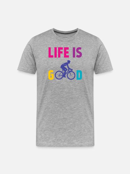 Cycling - Life is Good - Men's Premium Organic T-Shirt - heather grey