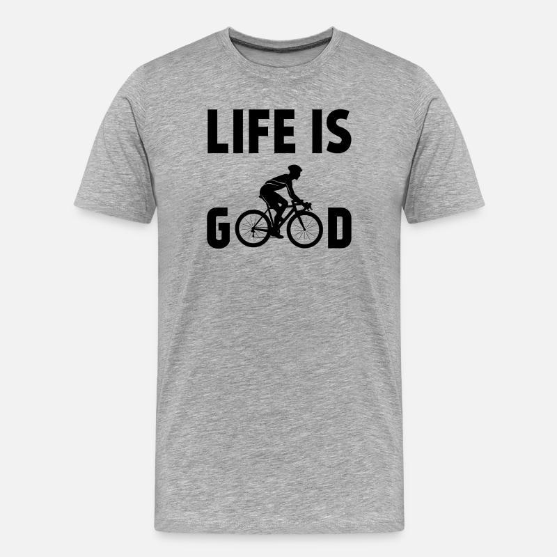 Cyclisme - La vie est belle - T-shirt bio Premium Homme - gris chiné