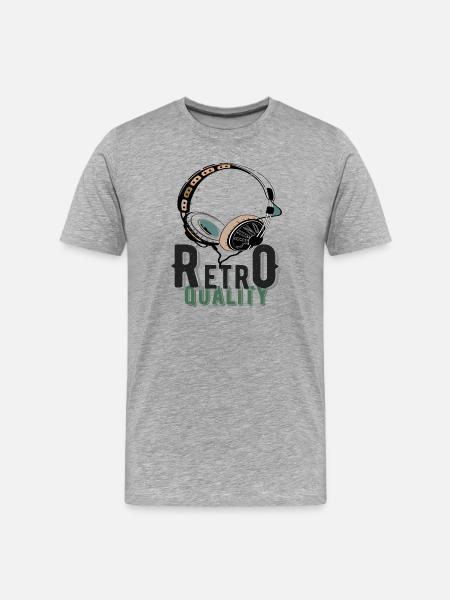 Headphones Music Retro - Men's Premium Organic T-Shirt - heather grey