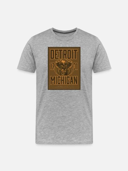 Detroit Skull Wing Design - Men's Premium Organic T-Shirt - heather grey