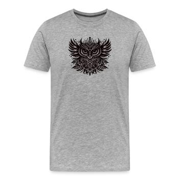 Black Owl - Men's Premium Organic T-Shirt - heather grey - Front - Damien (186cm)