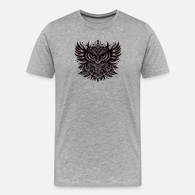 Schwarze Eule - Männer Premium Bio T-Shirt - Grau meliert