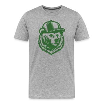 Cool Grizzly (Grün) - Männer Premium Bio T-Shirt - Grau meliert - Vorne - Damien (186cm)
