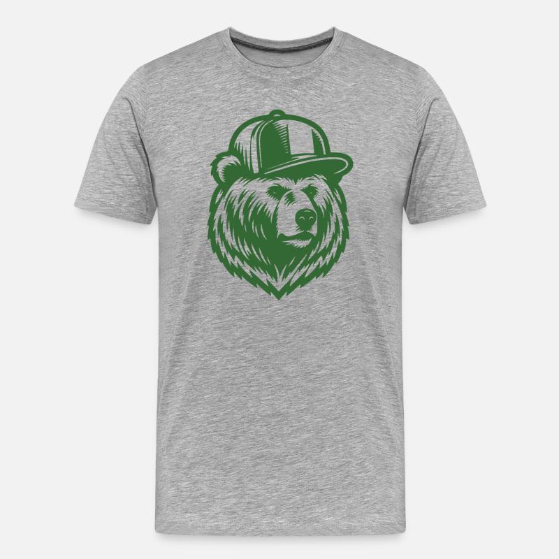 Cool Grizzly (Grün) - Männer Premium Bio T-Shirt - Grau meliert