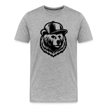 Cool Grizzly (Schwarz) - Männer Premium Bio T-Shirt - Grau meliert - Vorne - Damien (186cm)