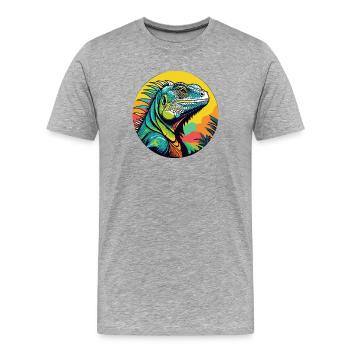 Art de l’iguane - T-shirt bio Premium Homme - gris chiné - Devant - Damien (186cm)