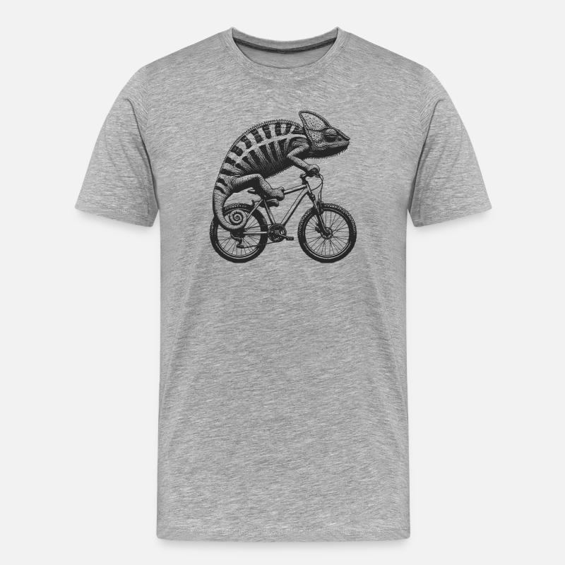 Radfahrendes Chamäleon - Männer Premium Bio T-Shirt - Grau meliert
