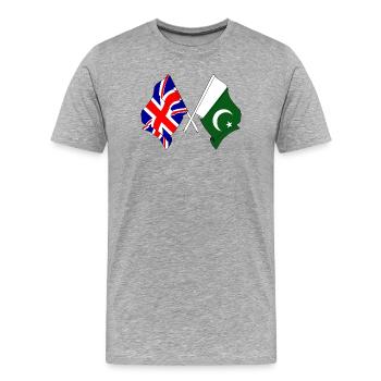 Drapeau de l’Angleterre et drapeau du Pakistan - T-shirt bio Premium Homme - gris chiné - Devant - Damien (186cm)