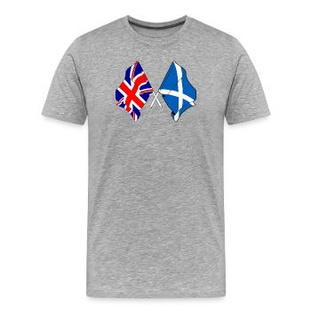 Drapeau de l’Angleterre et drapeau de l’Écosse - T-shirt bio Premium Homme - gris chiné - Devant - Damien (186cm)