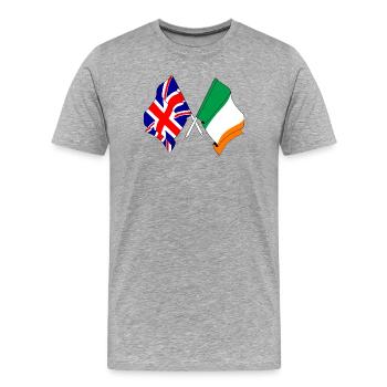 Drapeau de l’Angleterre et drapeau de l’Irlande - T-shirt bio Premium Homme - gris chiné - Devant - Damien (186cm)